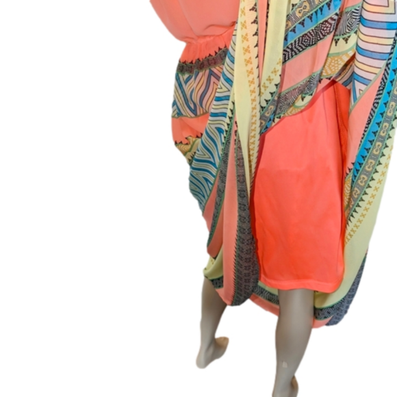 Flirty Fair Small Dress Bohemian lightweight Lined Tribal Print Boho Dresses - Picture 9 of 10